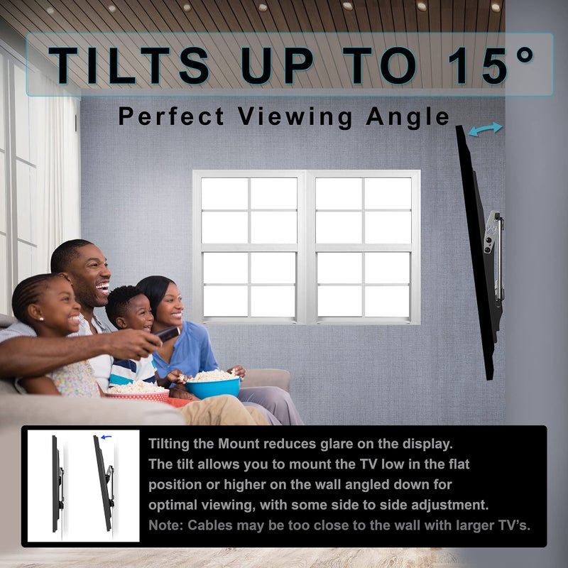 Cheetah APTMLB Tilt TV Wall Mount for 37-80" TVs, Newer Displays up to 100", 165lbs and VESA 800, Low 1.3" Profile, Fits 32" Studs, Universal LCD LED Curved or Flat Screen Tilting Mounting Bracket - Image 5